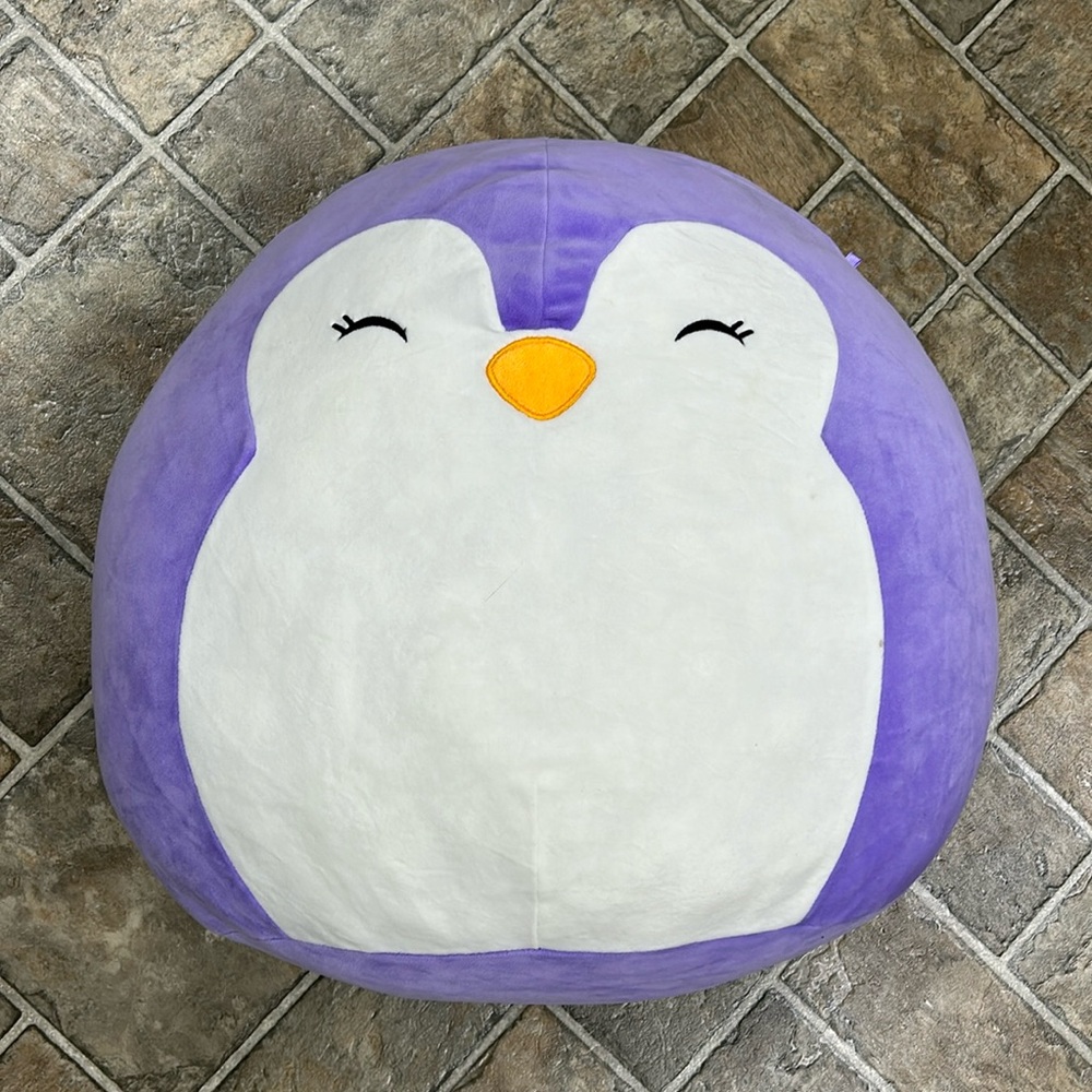 RARE 2017 Kellytoy Squishmallow Squishy Squooshems Elle the Purple Penguin, 16”